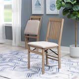 Linon Triena Mission 19" Transitional Wood Back Folding Chairs with Padded Seat, Fully Assembled in Graywash (Set of 2) Linon