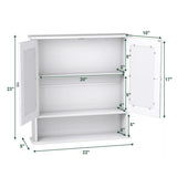 Tangkula Bathroom Cabinet, Wall Mount Storage Cabinet with Double Mirror Doors, Wood Medicine Cabinet(White) Tangkula