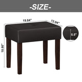 EOSVALO Leather Vanity Stool, 20 Inch Wide Rectangle Ottoman Bench for Makeup Room, Vanity Chair with Wood Legs for Piano Room, Bedroom,Living Room with Customizable (Cherry) EOSVALO