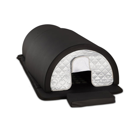 Golden Wave Far Infrared Sauna Dome, with 360° Body Coverage, Professional Home Spa Zero-EMF Unit with Therapeutic Stones, Single Person Use, Black Golden Wave