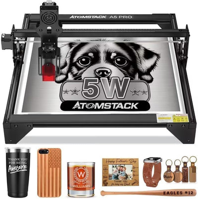 Refurbished ATOMSTACK A5 PRO Laser Engraver and Cutter,Class 4,5000mW Output Power Laser Cutter, 40W Higher Accuracy Laser Engraving Cutting Machine for Wood and Metal
