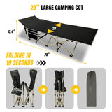 YELLOW JACKET Folding Camping Cot for Adults,600LBS Max Load,28" Wide Sleeping Cot with Removable Thick Mattress Portable Foldable Camping Bed with Carry Bag for Camp,Home,Office,Travel,Black YELLOW JACKET