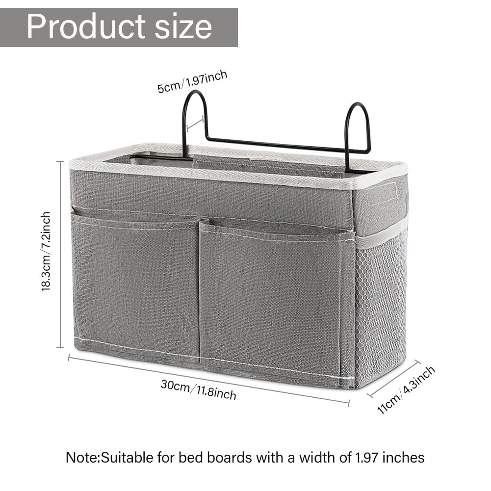 JSJSYO Bedside Storage Organizer Hanging Storage Basket Multi-function Organizer Caddy for Headboards Bed Rails Bunk Beds Hospital Bed Rooms Home College Dorm (lightgrey) WoodArtSupply