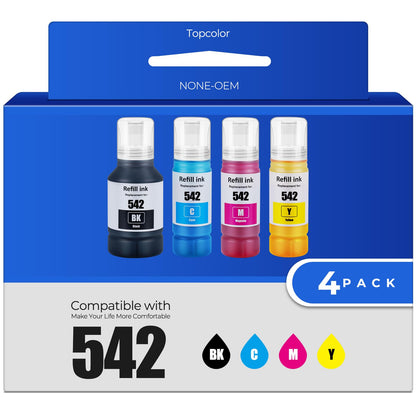 542 Ink Refill Bottles ET-5150 ET-5170 ET-5850 ET-5800 ET-16650 Replacement for Epson 542 Ink Refill Bottles Work for EcoTank Pro ET-5150 ET-5170 ET-5180 ET-5800 ET-5850 ET-5880 ET-16600 ET-16650