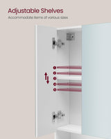 VASAGLE Medicine Cabinet Mirror, Bathroom Mirror with Storage, Bathroom Mirror Cabinet, Wall Mirror Cabinet, Open Compartment, Adjustable Shelves, 6.5 x 27.6 x 29.5 inches, Cloud White UBBK129W01 VASAGLE