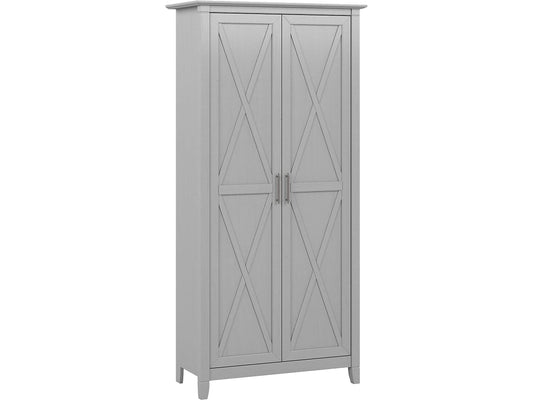 Bush Furniture Key West Tall Storage Cabinet with Doors in Cape Cod Gray - WoodArtSupply