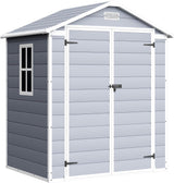 Devoko 6x4 FT Outdoor Storage Shed, Plastic Resin Garden Shed with Lockable Door & Built-in Floor, Waterproof Tool Shed for Backyard, Patio, Lawn, Pool Supplies (Grey) Devoko