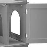 ZENY Cat Litter Box Enclosure, Cat Litter Box Furniture Hidden, Wooden Cat Litter Cabinet with Divider, Modern Cat Washroom Storage Bench，Fit Most of Litter Box, Gray ZENY