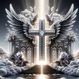 Ekuxom Cross Diamond Art Painting Kits for Adults, Glow Christian Diamond Art Kits, Full Round Religious Diamond Art Paint by Diamond Dots Wall Art Decor 14x14 in Ekuxom