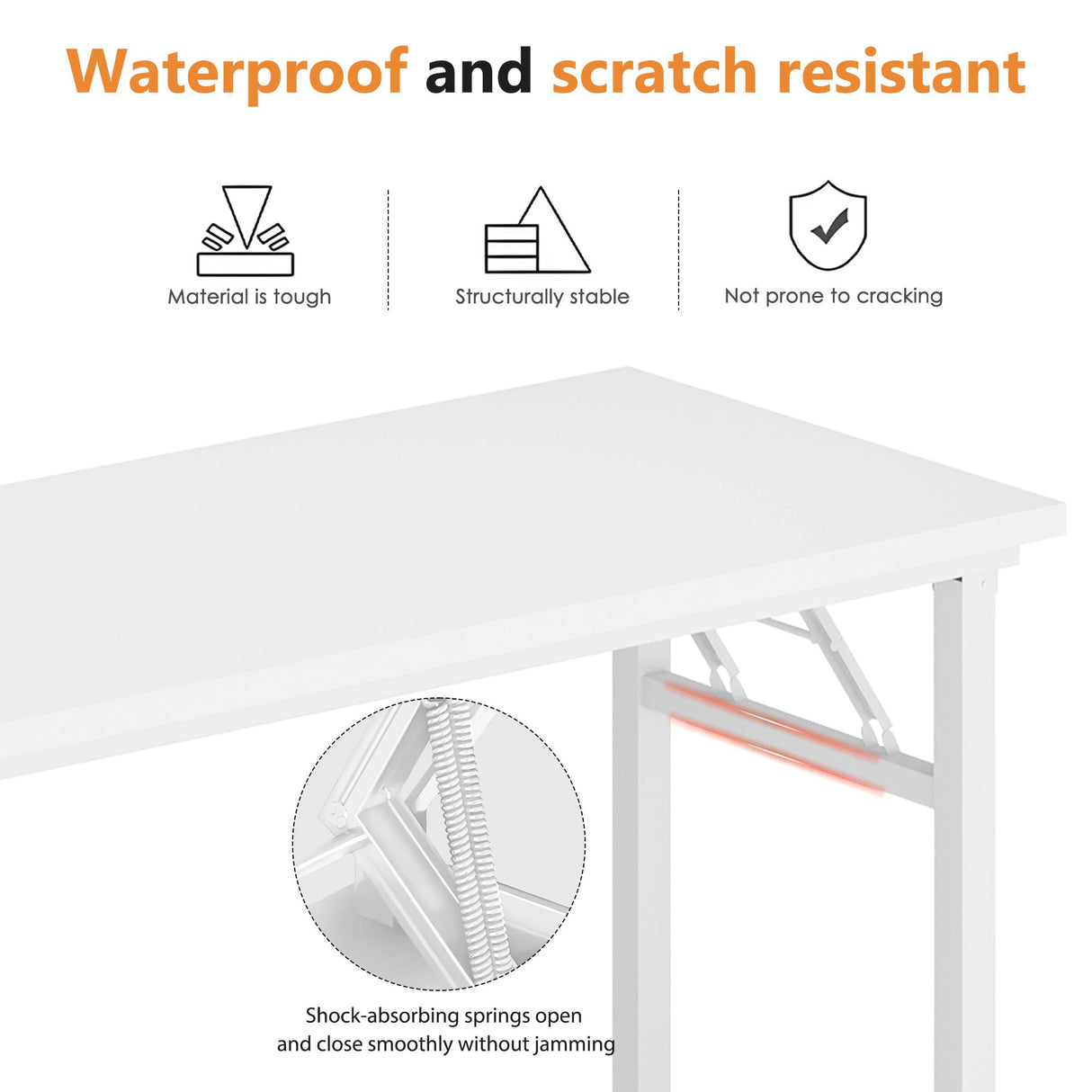 DlandHome 47 inches Folding Table Computer Desk Portable Table Activity Table Conference Table Home Office Desk, Fully Assembled White DND-ND5-120WW DlandHome