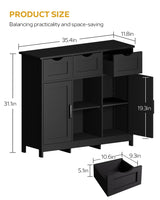 MIRROTOWEL Storage Cabinets，Wooden Floor Cabinet，with Drawers and Shelves Storage Cabinets，Accent Cabinet for Living Room， Bedroom，Bathroom Furniture Home Decor（Black） MIRROTOWEL