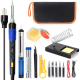 110W Electronics Soldering Iron Kit - LCD Digital Soldering Iron Adjustable Temperature, Wire & Cutter, Stand, Soldering Iron Tip Set, Desoldering Pump, Solder, Tweezers, Soldering Flux Paste LDK