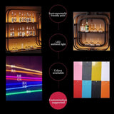 Large Wine Storage Rack Wall Mounted With LED Light With Wine Glass Holder, Heavy Duty Iron Bar Liquor Shelf,Floating Wall Wine Shelves,Bar Liquor Bottle Display Shelf For Kitchen Bar Decoration(350*1 IRHIGBGX