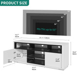 YITAHOME TV Stand for 55 inch TV, White Modern Entertainment Center with Storage, LED TV Stands for Living Room, High Glossy TV Console Cabinet, White & Black YITAHOME