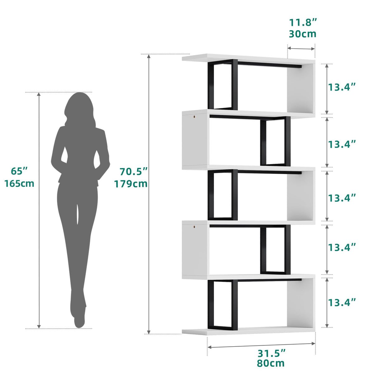 YITAHOME Tall Bookshelf Modern Book Shelf 6 Tier Bookcase, Open Display Storage Rack Shelves for Living Room/Bedroom/Home/Office/Kitchen, White YITAHOME