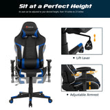 Goplus Gaming Chair, Massage Office Chair Computer Gaming Racing Chair, High Back PU Leather Adjustable Arms Headrest Ergonomic Reclining Game Chair, Rolling Swivel Executive Chair Goplus