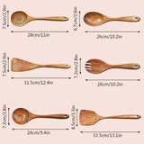 Wooden Spoon Set-6 Piece Wooden Cutlery-Daily Wooden Cutlery Cooking Spoon-Natural Teak Kitchen Set-Teak Cooking Utensils with Smooth Non-Stick Surface-For use in the kitchen when cooking Zalaxt