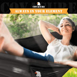 Covacure Camping Hammock - Lightweight Double Hammock, Hold Up to 772lbs, Portable Hammocks for Indoor, Outdoor, Hiking, Camping, Backpacking, Travel, Backyard, Beach(Black) covacure