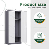 Letaya Wardrobe Closet, 72" H Clothing Storage Cabinet with Adjustable Shelves and Hanging Rod, Bedroom Armoire Clothes Organizer (White Gray) Letaya