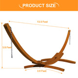 Lazy Daze Hammocks 13 FT Outdoor Arc Wood Hammock Stand, 2 Person Russian Pine Hardwood Hammock Stand with Carabiners and Chains, for Outdoor Patio Garden Yard Poolside, 500lb Capacity, Brown Lazy Daze Hammocks