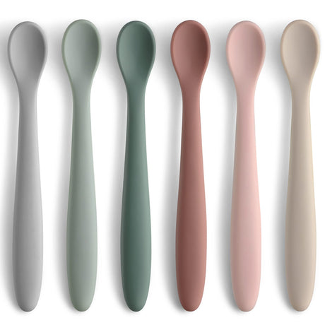 6-Piece Silicone Feeding Spoons for First Stage Baby and Infant, Soft-Tip Easy on Gums I Training Spoon | Baby Utensils Feeding Supplies, Dishwasher & Boil-proof NETANY