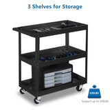 TUFFIOM 3 Tier Rolling Tool Cart, 330 Lbs Capacity, with Ergonomic Handle, Black TUFFIOM