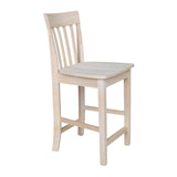 International Concepts Slat Back Stool, 24-Inch SH, Unfinished IC International Concepts