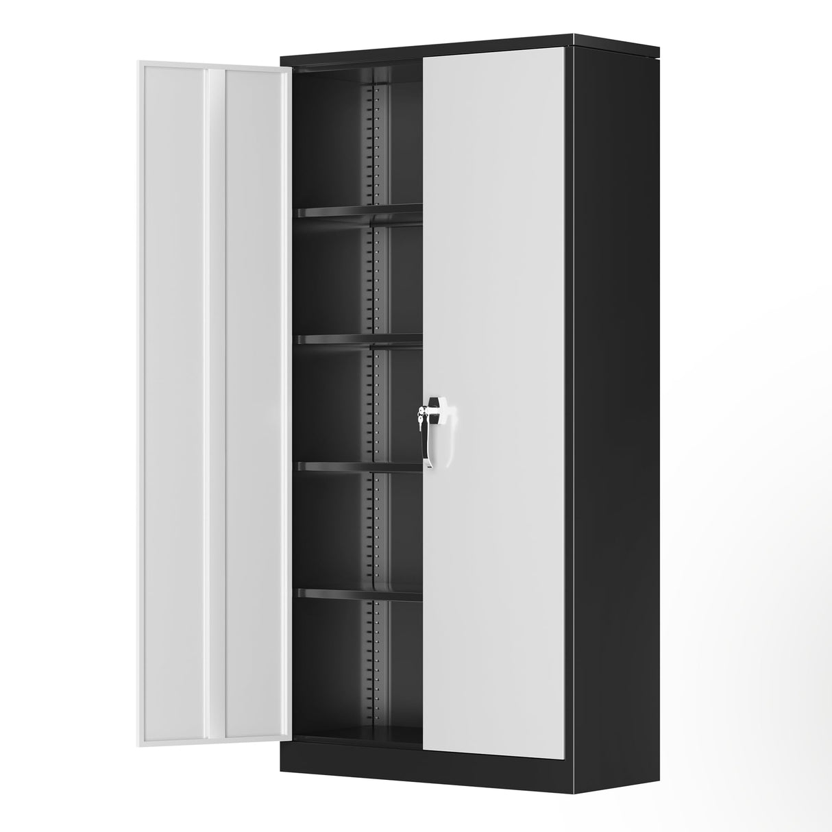 Greenvelly Metal Storage Cabinet, Locking Steel Garage Cabinets with Doors and Adjustable Shelves,Lockable Metal File Cabinet, Metal Tool Cabinets for Garage,Home Office,School (Black Grey) Greenvelly