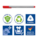 STAEDTLER Triplus Fineliner Pens Set (20 Pack) - 20 Vibrant Colors, 0.3mm Metal-Clad Tip, Ergonomic Triangular Barrel, Standing Easel Case STAEDTLER