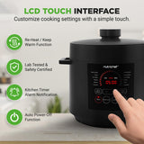 NutriChef Electric Pressure Cooker 6 Quart Capacity | 9 Function Digital Countertop Pressure Cooker | Adjustable Time & Temperature | Cook, Bake, Steam, & Braise | 13.1 x 11.4 IN | Black NutriChef