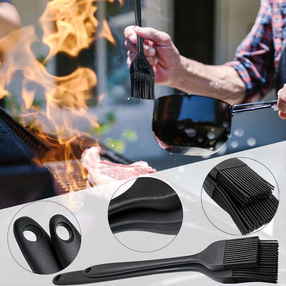 4 Pack Pastry Brush-Basting Brush Pastry Brushes for Baking, Silicone Basting Brush, Basting Oil Brush with Boar Bristles and Beech Hardwood Handles for Kitchen, Grilling and Spreading Oil, BBQ Sauce Qoaimu
