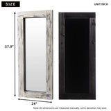 KIAYACI Full Length Mirror Floor Mirror Wood Frame Wall Mounted Mirror Distressed Style Wide Frame Dressing Make Up Mirror for Bathroom/Bedroom/Living Room/Entry/Farmhouse (Light Gray, 58" x 24") KIAYACI