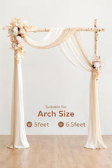 Ling's Moment White Gold Artificial Wedding Arch Flowers Kit Pack of 4, 2pcs Hanging Flower Arrangement 2pcs Chiffon Drapes Ceremony Reception Fake Rose Arbor Backdrop Stand Floral Outdoor Decorations Ling's Moment