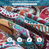 Qucover 100% Cotton Twin Quilt Set, 2 Piece Multicolor Paisley Boho Style Twin Bedspread with Pillow Shams, 68"x86" Qucover