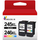 Relcolor Compatible Ink Cartridge Replacement for Canon 245XL 246XL (Black Color 2 Pack) 245 246 XL PG245 CL246 MX490 MG2522 MX492 TR4520 TR4500 MG2520 TS3300 TS3322 MG2525 TR4522 TS3100 TS3122 TS3320 Relcolor