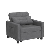 Noelse Convertible Futon Sofa Bed, 3-in-1 Multi-Functional Sleeper Chair Bed, Adjustable Backrest Recliner with Modern Linen Fabric for Living Room Bedroom Apartment Small Space, Dark Grey Noelse