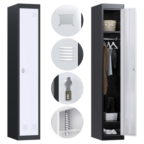 Metal Storage Cabinet Locker 1 Door for Pool Club Office Gym School Commercial Black (1 Door) Generic