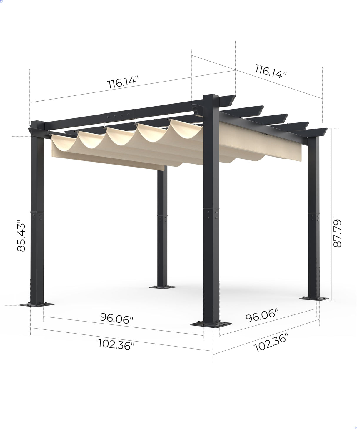 GAOMON 10x10 Ft Outdoor Aluminum Pergola with Upgraded Retractable Canopy, Outdoor Shelter Suitable for Gardens, Backyard, Lawn, Deck - Khaki. GAOMON
