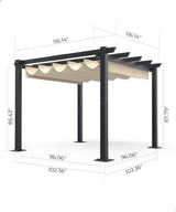GAOMON 10x10 Ft Outdoor Aluminum Pergola with Upgraded Retractable Canopy, Outdoor Shelter Suitable for Gardens, Backyard, Lawn, Deck - Khaki. GAOMON
