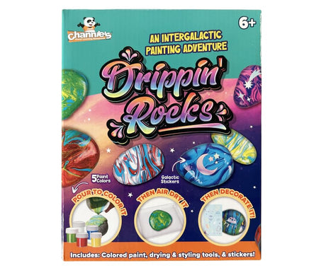 Channie's Drippin’ Rocks Paint Pouring Kit for Kids – DIY Set with Transfer Stickers, Gloves, Tools & Instructions – Fun Marbling Art Craft for Boys & Girls Ages 6+ Channie's