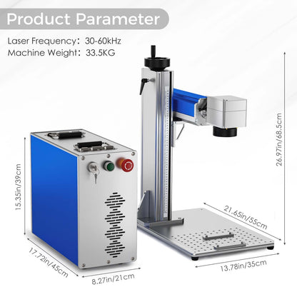 Monport 30W Fiber Laser Engraver with Lightburn,5.9" x 5.9" Work Area and 30W Laser Source, Fiber Laser Marking Etching Machine for Metal, Silver, Stainless Steel, Gold and More - WoodArtSupply