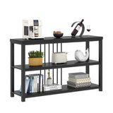 FOLUBAN Entryway Table, Modern Sofa Console Table with 3 Tier Storage Shelf, Hallway Foyer Table for Living Room, Industrial Black Oak FOLUBAN