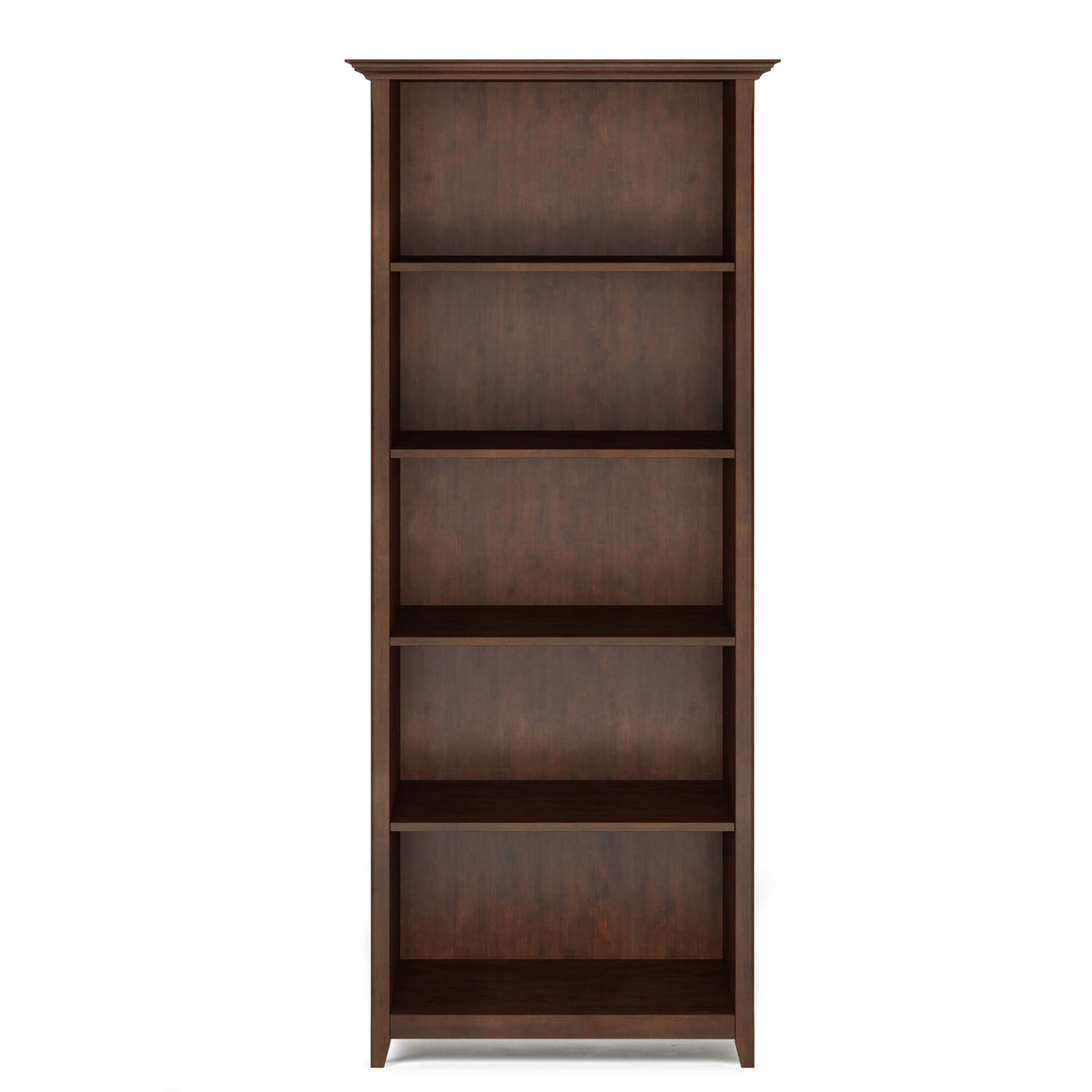 SIMPLIHOME Amherst SOLID WOOD 30 Inch Transitional 5 Shelf Bookcase in Russet Brown, For the Living Room, Study Room and Office SIMPLIHOME