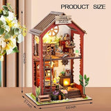DIY Book Nook Kit, Miniature Dollhouse Booknook Kit with Light, 3D Wooden Puzzle Bookend Bookshelf Decor for Adults, Library