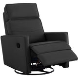 LIKIMIO Recliner Chair, 360° Swivel High-Back Faux Leather Rocking Chair with Upholstered Comfort, Single Sofa for Nursery, Living Room, Black LIKIMIO