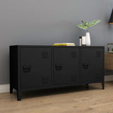 MIOCASA TV Stand Metal TV Table with Storage Steel 3 Door Locker Cabinet for Living Room (Black) MIOCASA