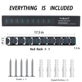 KULPORT Fishing Rod Holder, Wall-Mounted Fishing Rod Rack, Vertical Fishing Pole Holder Holds Up to 9 Rods or Combos, Fishing Rod Rack for Garage Organization System & Fits Most Rods KULPORT