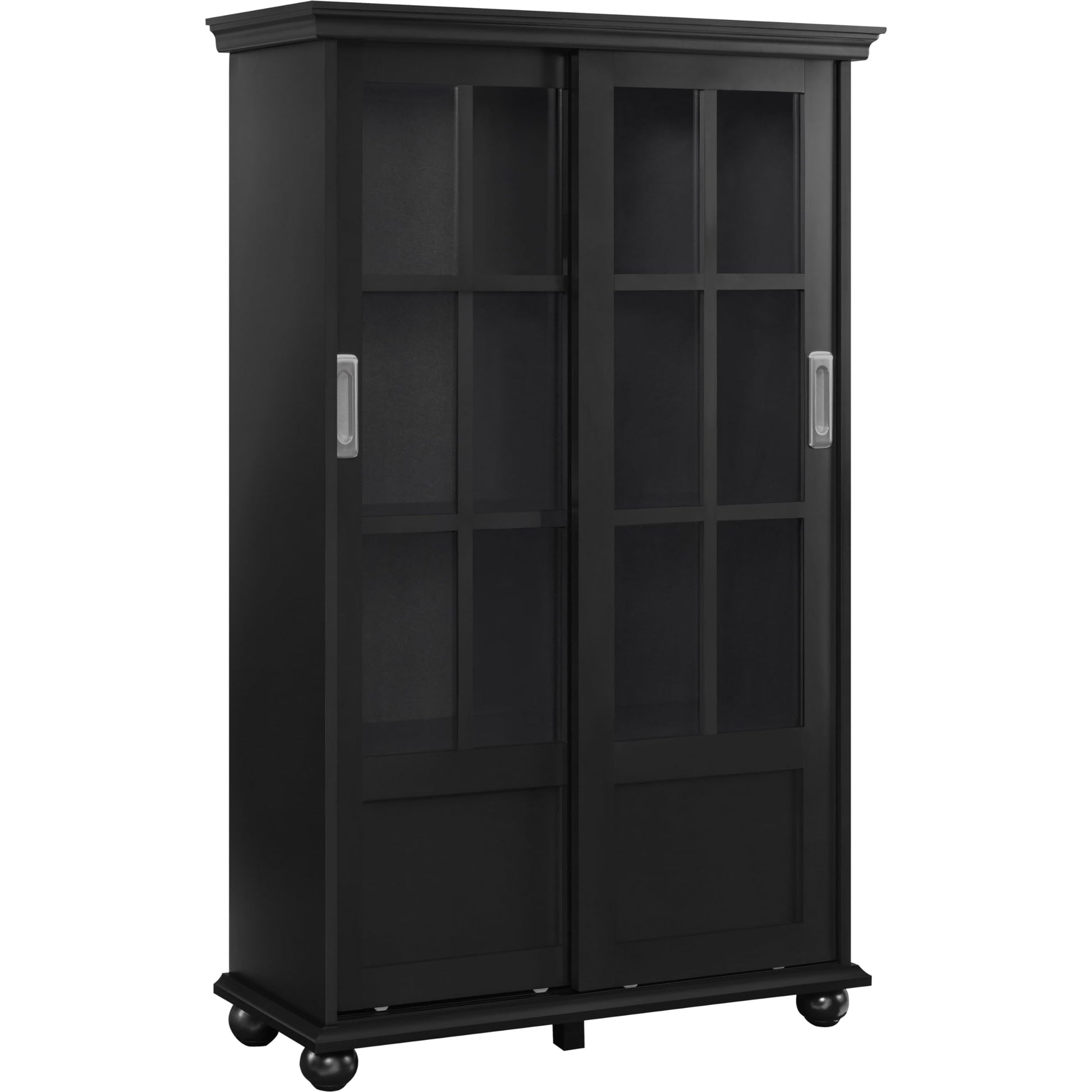 Ameriwood Home Aaron Lane Bookcase with Sliding Glass Doors, Black - WoodArtSupply