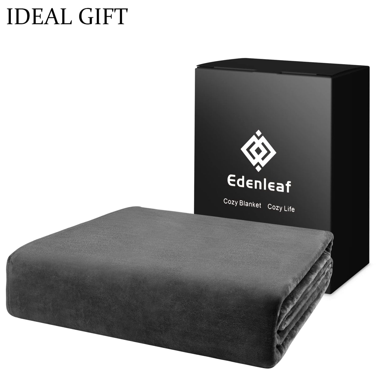 Edenleaf Oversized Blanket 120x120 Inches, Giant Huge Companion for Bed, Sofa,Travel and Camping, Extra Large Big Soft Blanket Fits The Whole Family and Outdoors, Dark Grey 10'x10' Edenleaf
