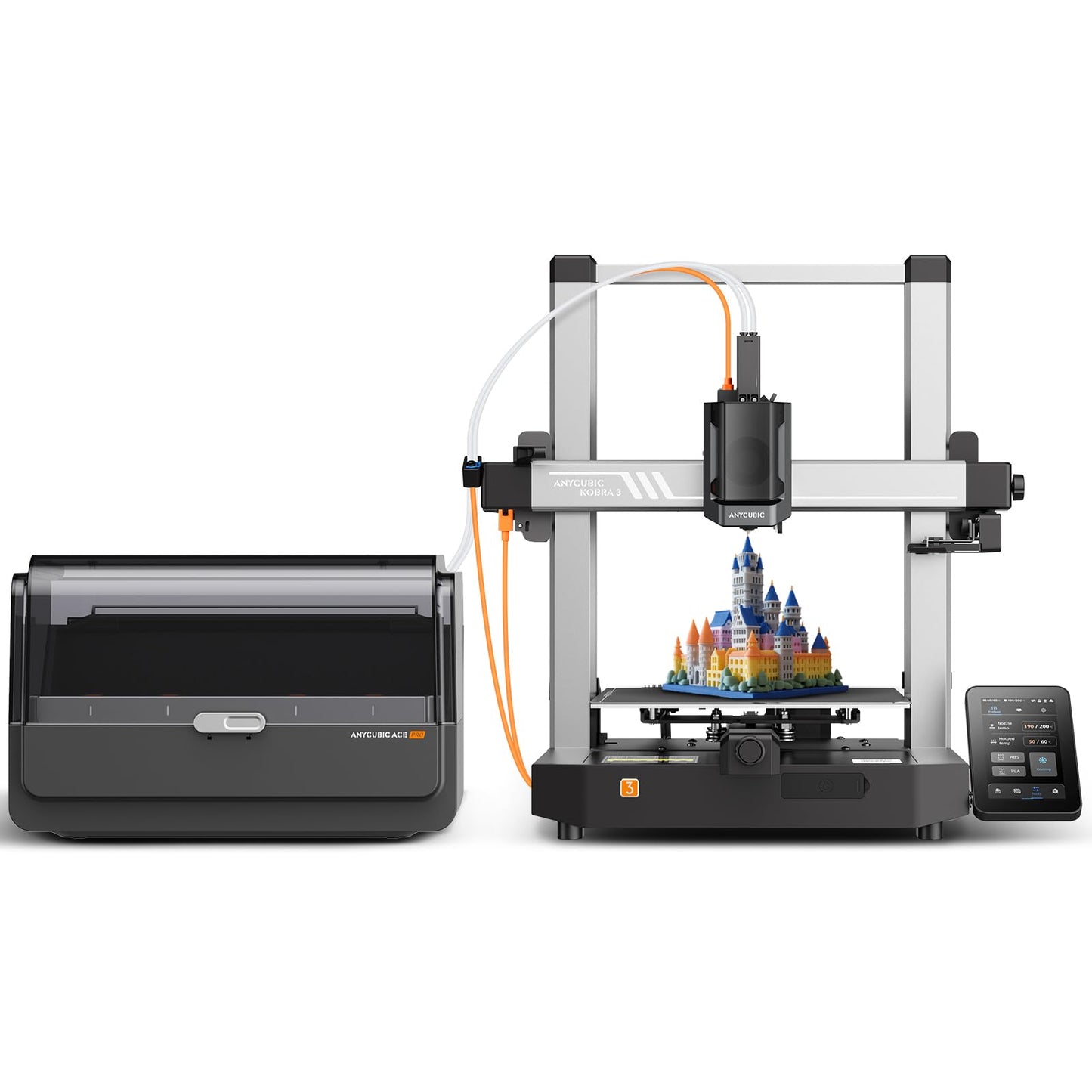 Anycubic Kobra 3 Combo 3D Printer, Multi-Color 3D Printer 4 Colors, Max 600mm/s Print Speed with ACE Pro Sealed Storage Keep Filament Dry, Print Smooth Ideal for All Skill Levels 9.8"x9.8"x10 - WoodArtSupply